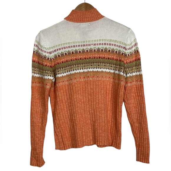 Tiara Full Zip Fair Isle Pastel Rib Knit Cardigan, Size Medium - Picture 5 of 10